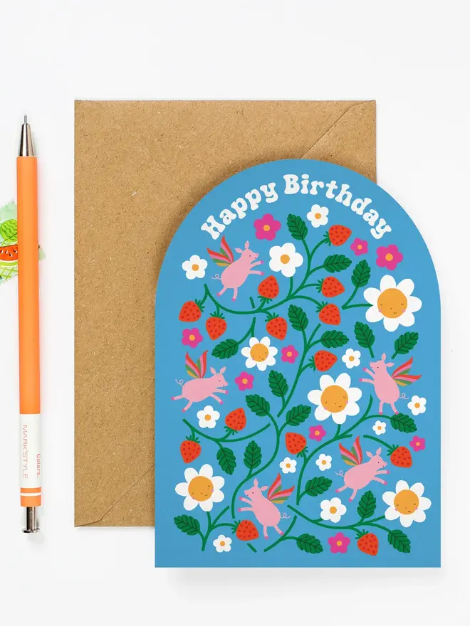 'Happy Birthday' Flying Pigs Card