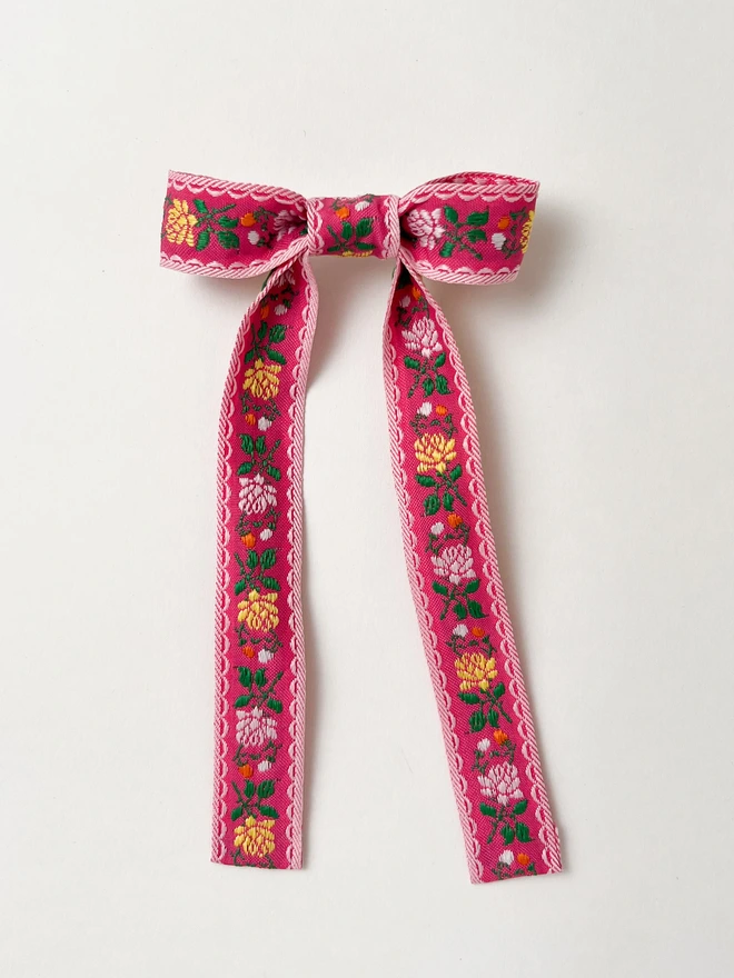 pink ribbon hair bow