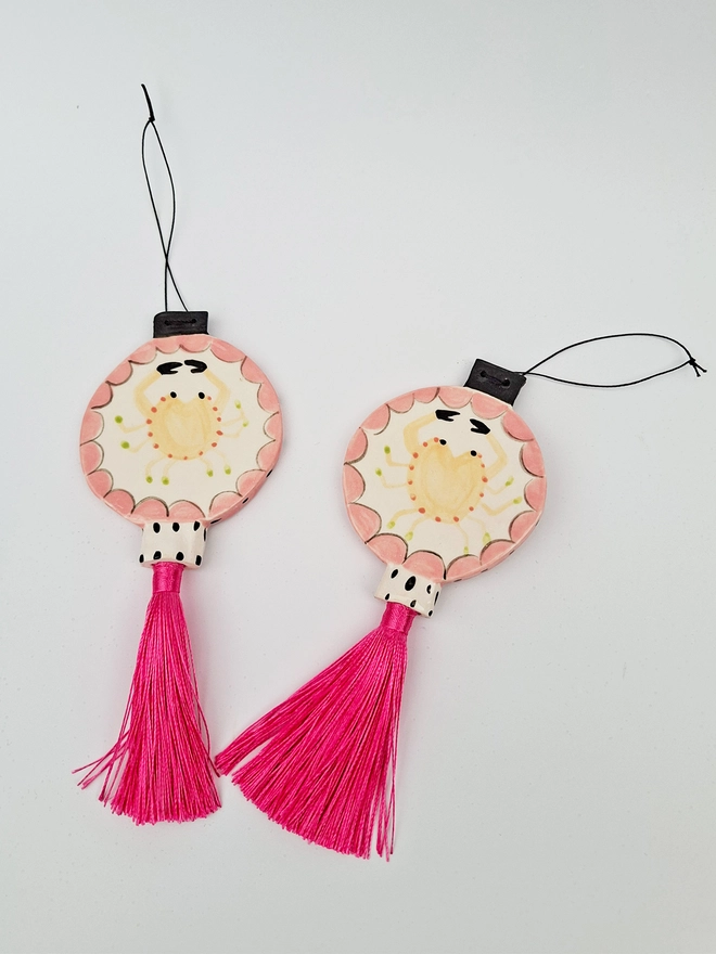 seafaring lantern ceramic pink handmade crab ship schooner silhouette chinoiserie decoration wall hanging art