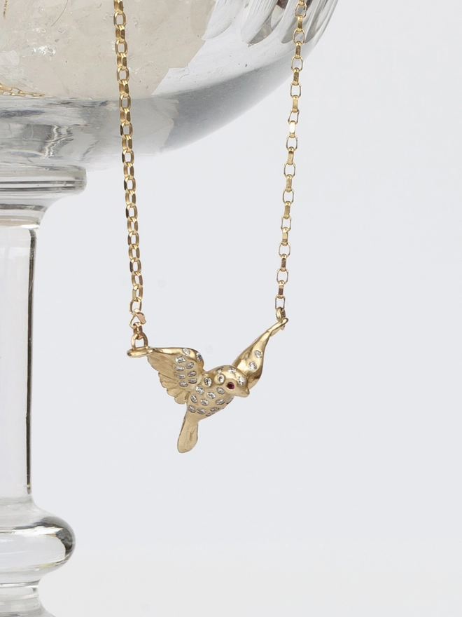 Peace Diamond Dove Necklace 9ct Go