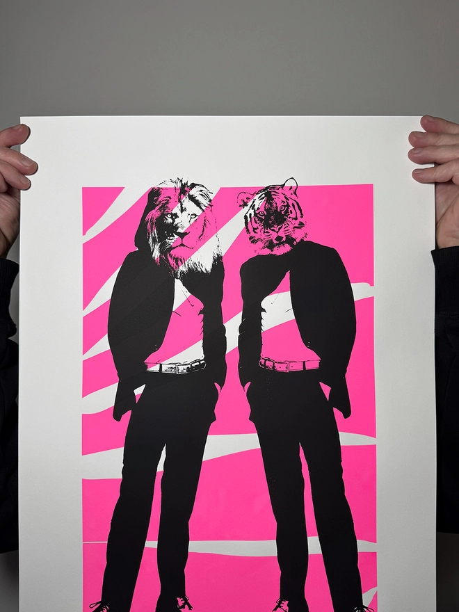 Disco Cats_Large Screen Printed Poster_Holly and Co_Close up top