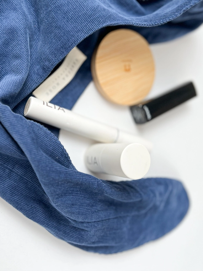 Indigo Blue Corduroy Make Up Bag