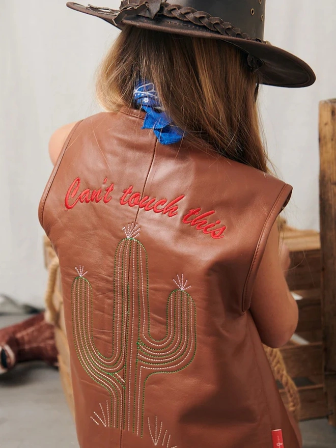 'Can’t Touch This' Cactus Vest Tan Nappa Leather