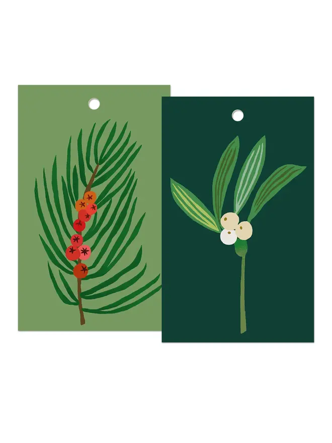 illustrated winter foliage gift tags