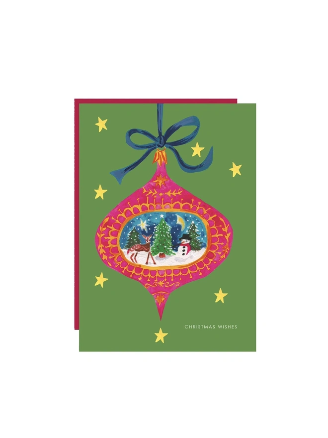 'Christmas Wishes', Bauble Reindeer Christmas Card