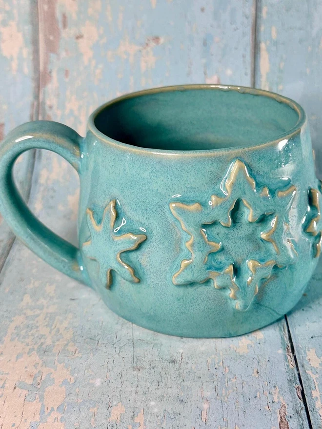 blue snowflake mug