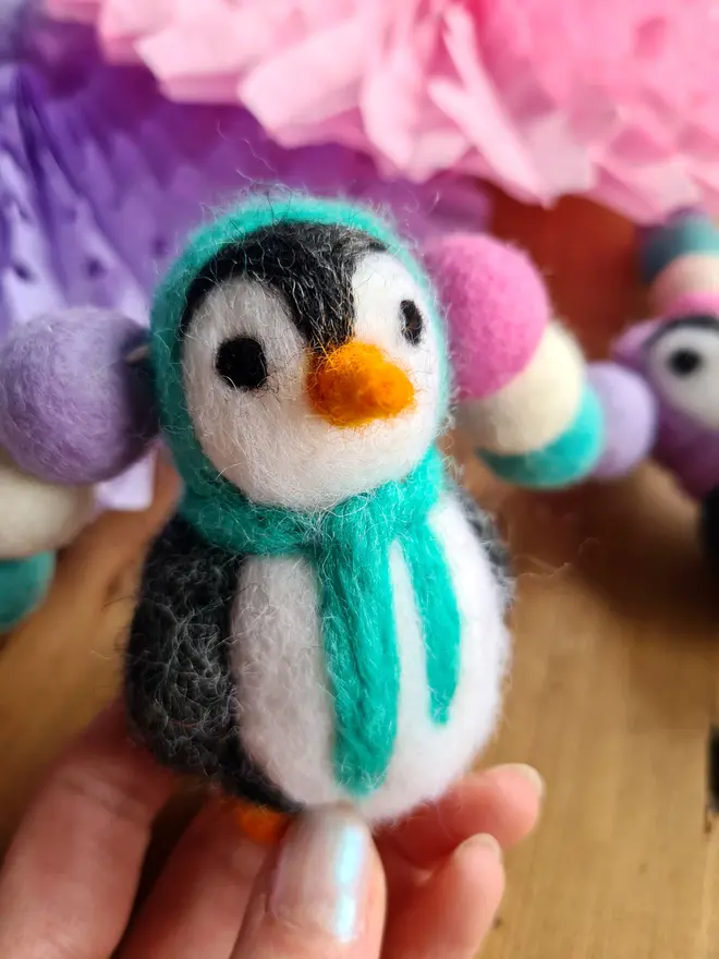 Felt Pastel Penguin Christmas Garland