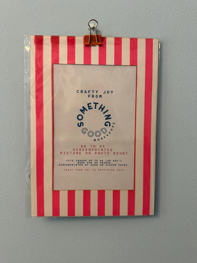 A5 Hand Screen Printed Pink Thick Or Thin Striped Frame
