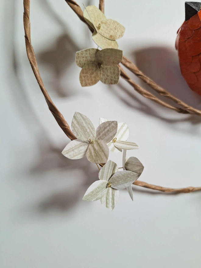 close up of handmade hydrangea flowers