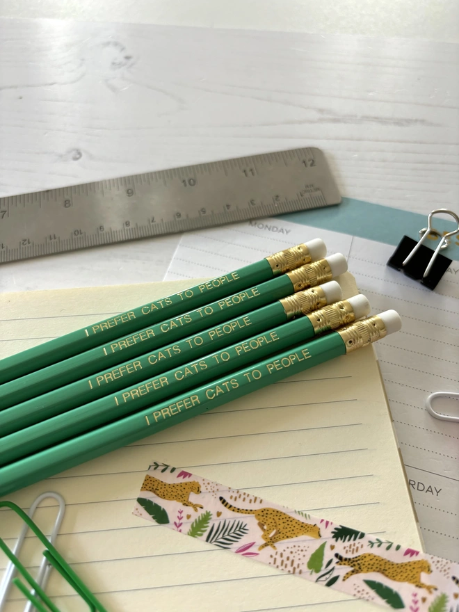Personalised Green Colour HB Pencils 