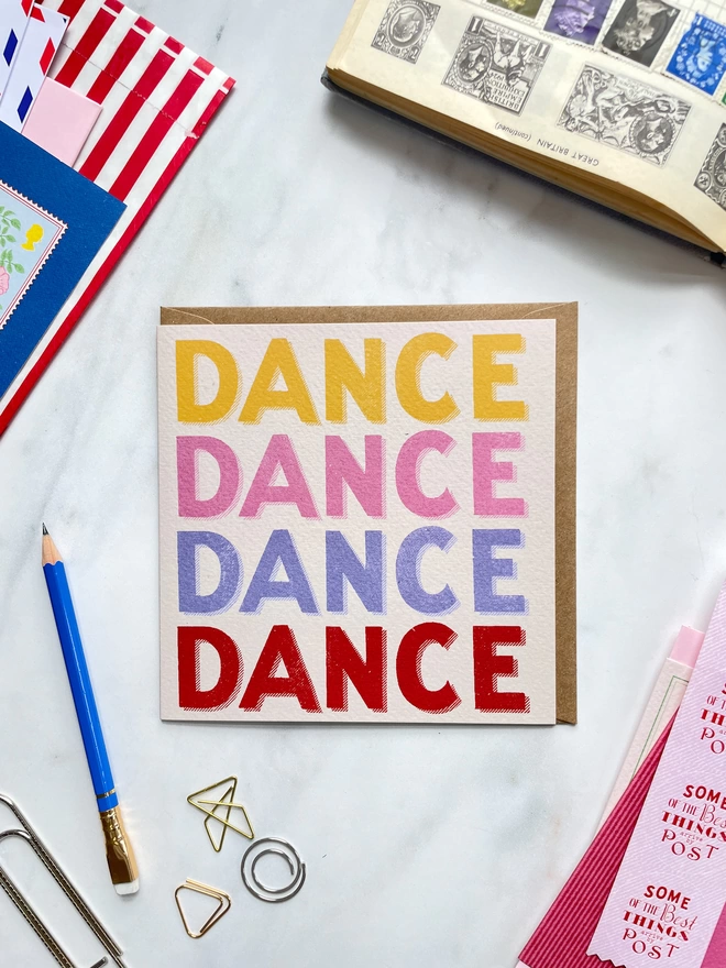 Dance greeting card designed by graphic designer Flora Fricker