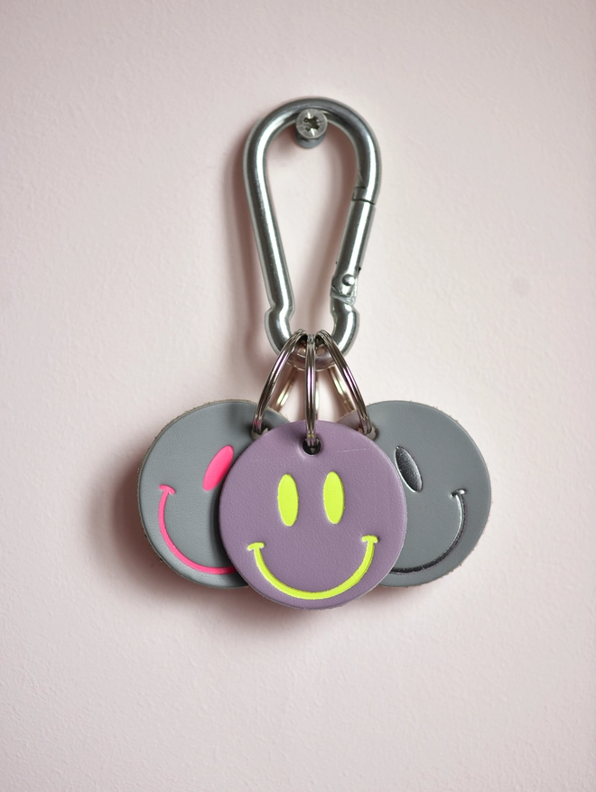 3 smiley keyrings