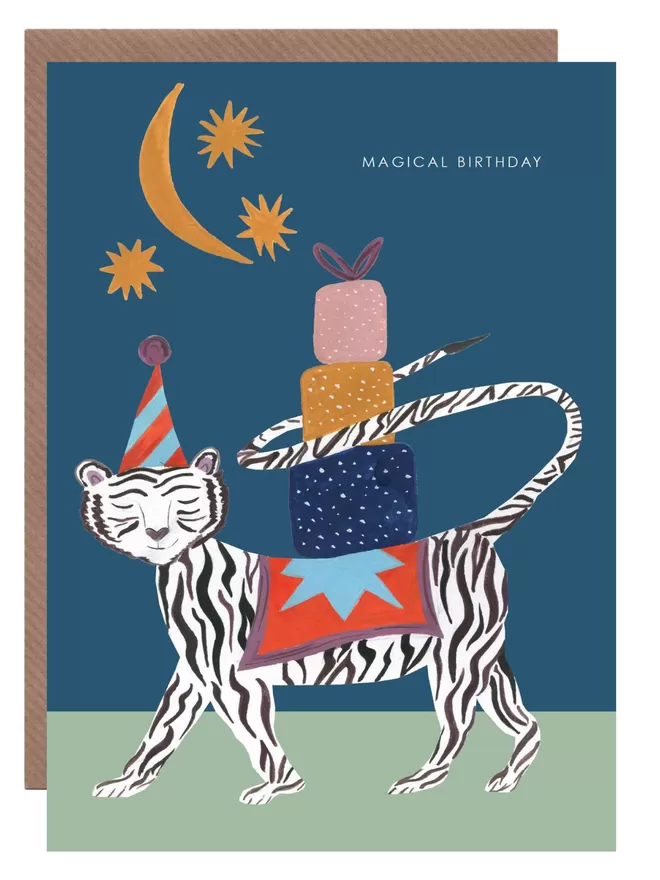 Magical White Tiger Birthday Card