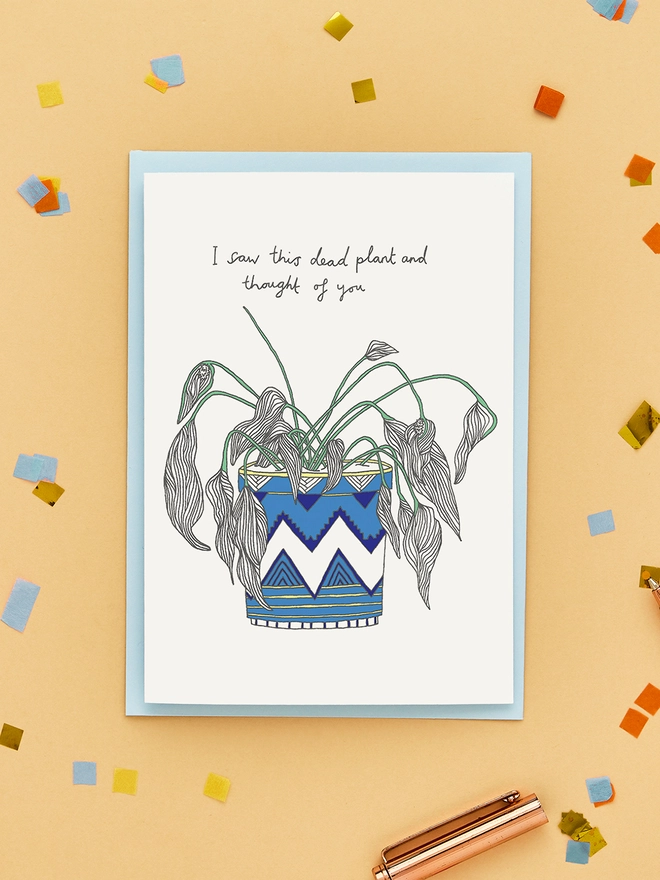 Funny Birthday Card Featuring a Dead Plant