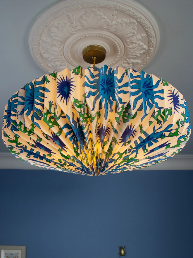 Colourful origami lightshade