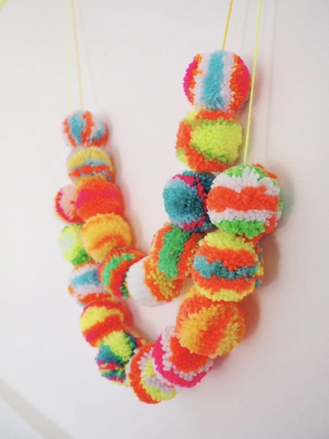 Multicolour Pom Pom Christmas Tree Garland