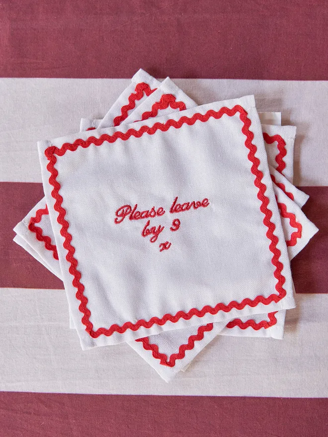 Please leave by 9 napkins