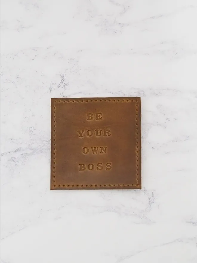 personalised quote leather coaster