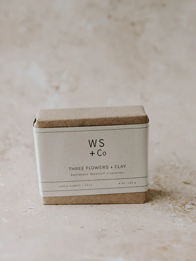 three flower clay soap bar