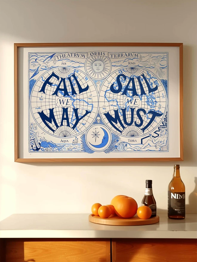 Fail We May Sail We Must map atlas print