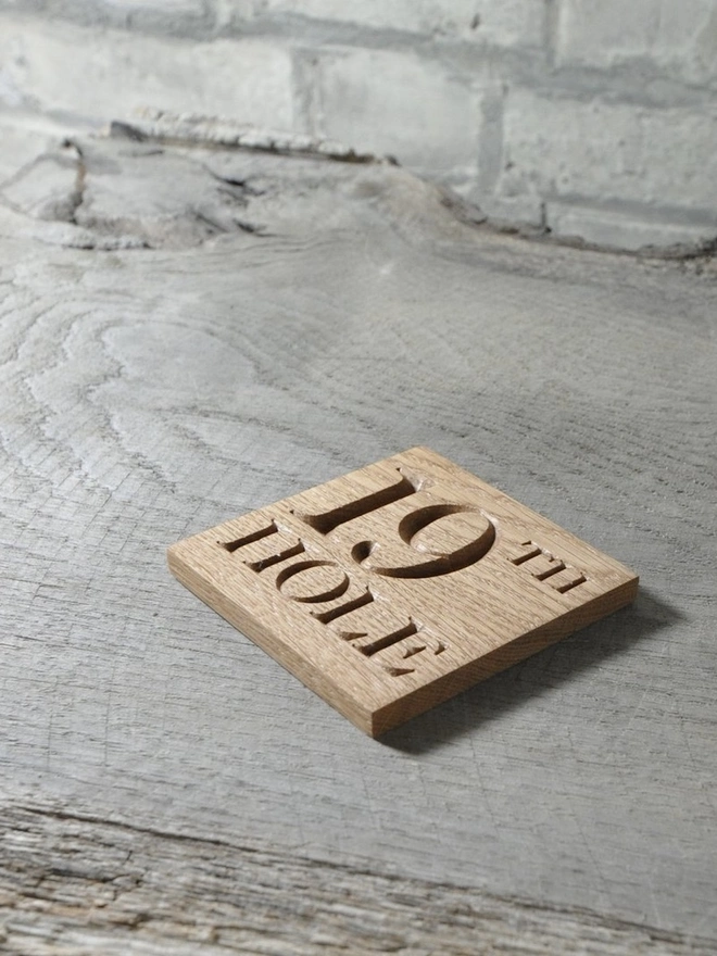 Personalised Oak Golf Coaster 