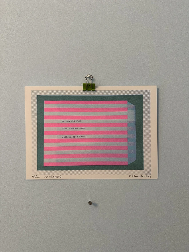 'Vulnerable' A5 Risograph Print Wall Art