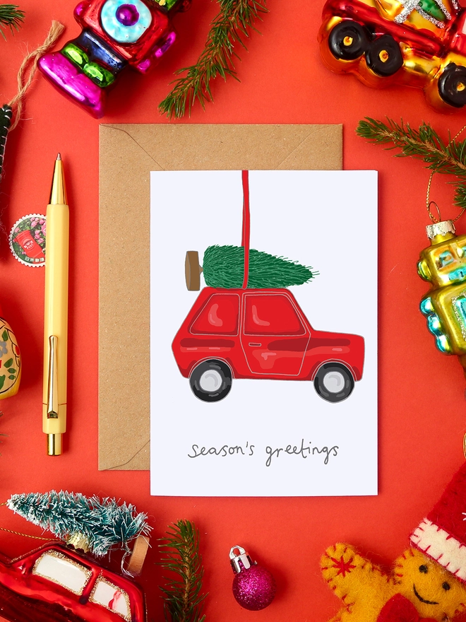 Driving Home For Christmas Holiday Card