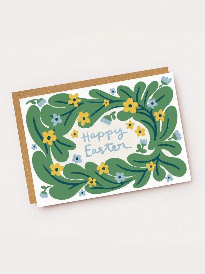 happy easter spring wreath card