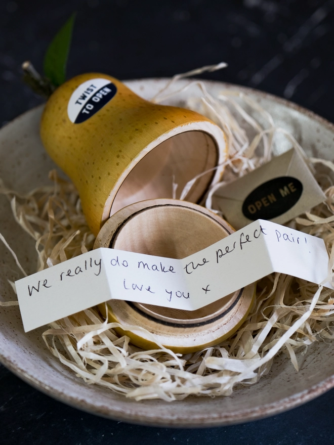 THE PERFECT PEAR WOODEN VALENTINES OR ANNIVERSARY GIFT