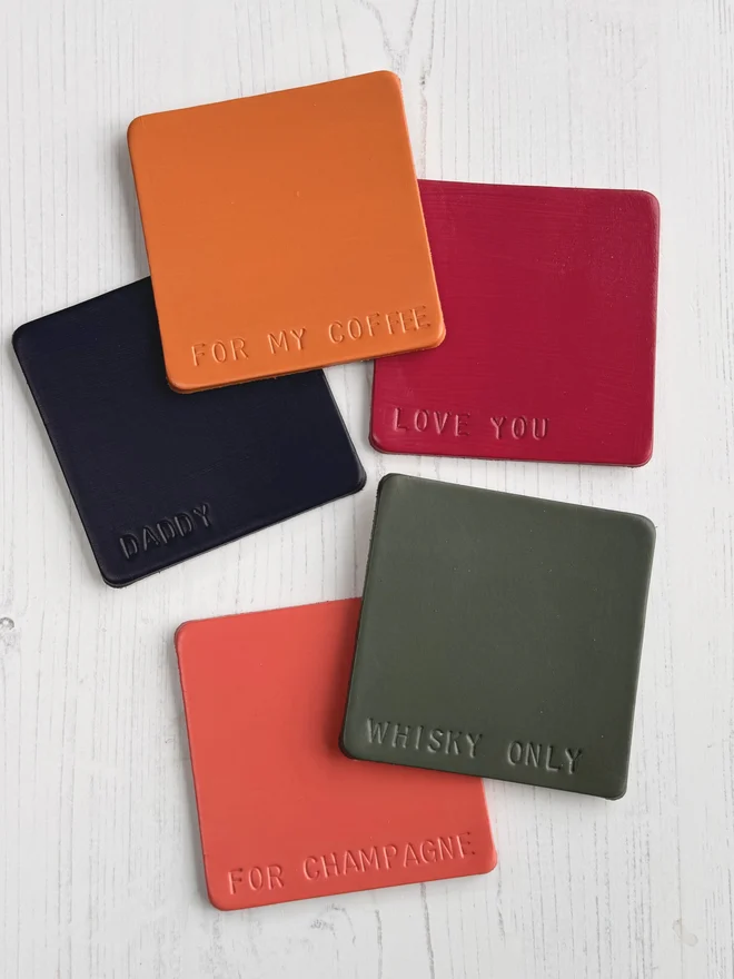 square leather coasters