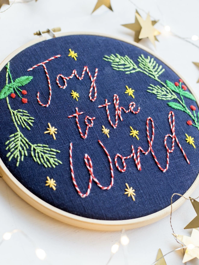 Joy to the world embroidery hoop