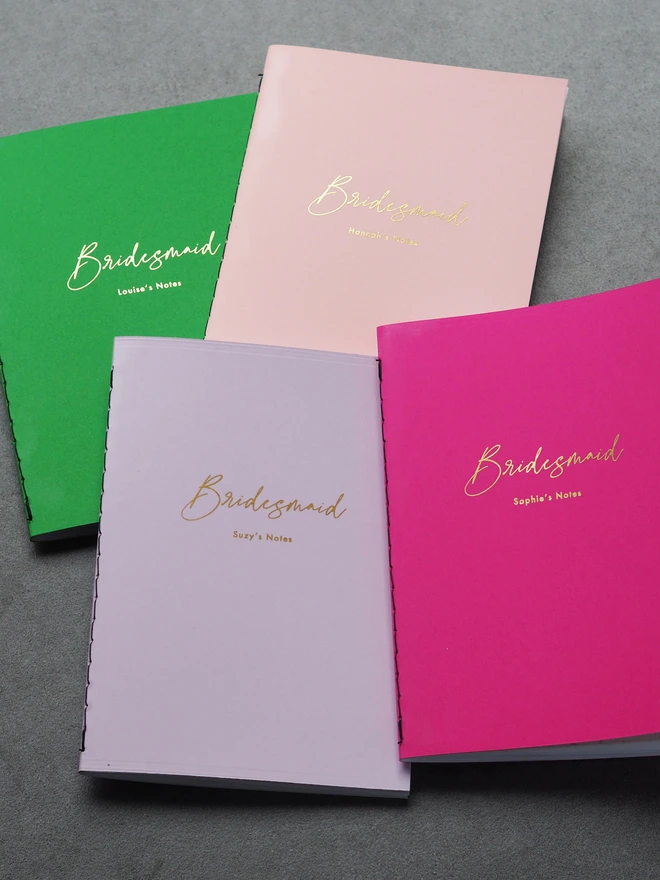 personalised bridesmaids notebooks