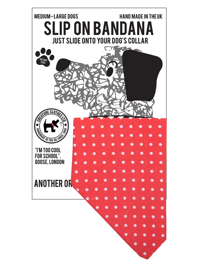 Large Slip on Dog Bandana - Red Polka Dot