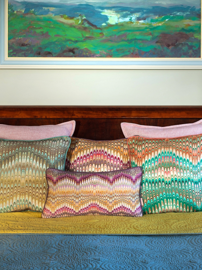 multi coloured handmade linen cushion
