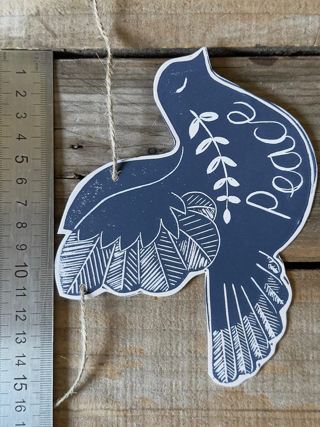 Dove Of Peace Hand Printed Linocut Scandi Style Garland With Folk Art Stars