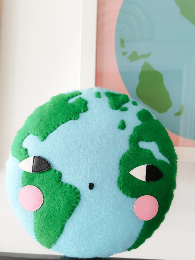 Close up of Earth decoration with face