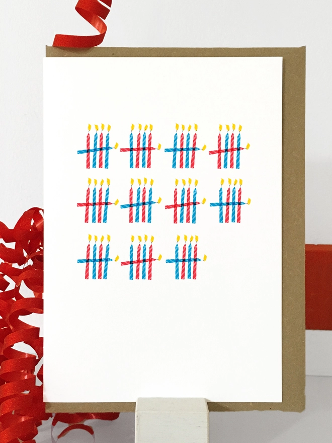 Red And Blue Tally Of Candles 55th Birthday Card