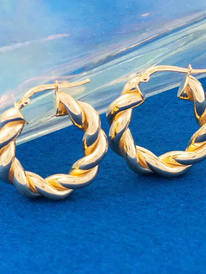 Thick Gold Spiral Hoop Earrings