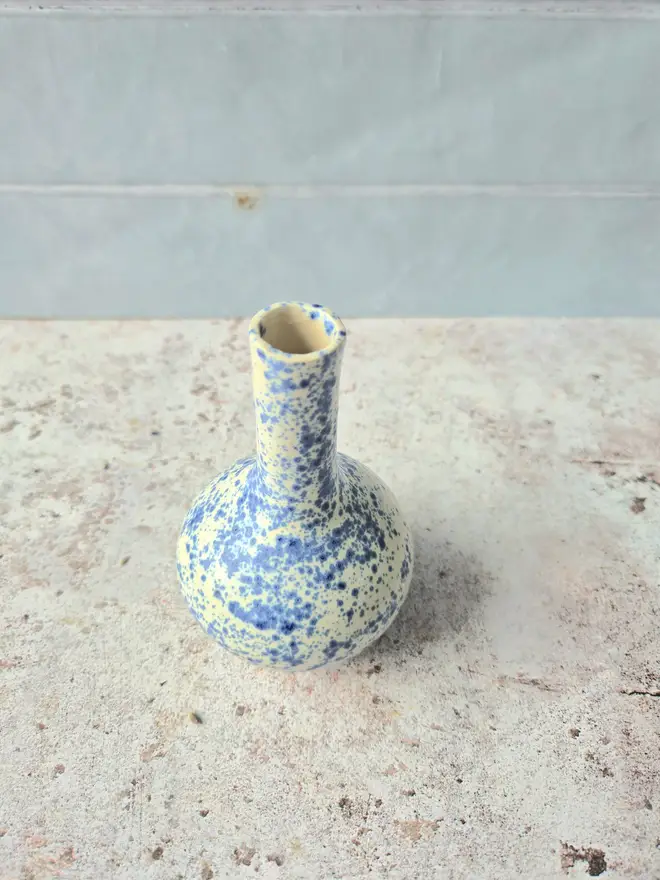 ceramic bud vase, ceramic vase, small pottery vase, gift vase, gift for new house, gift for friend, gift for wife, speckled blue, Jenny Hopps Pottery