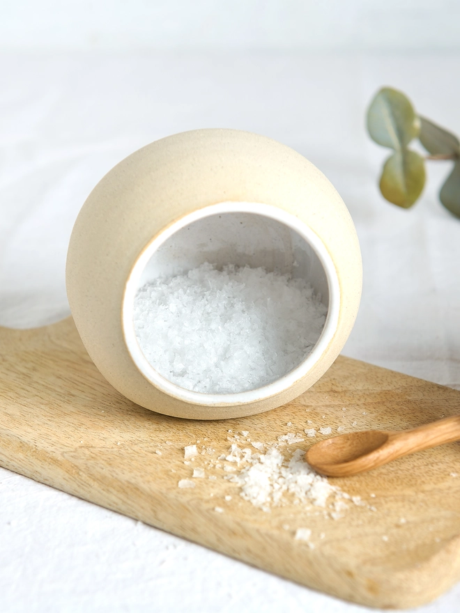 white ceramic salt pig 