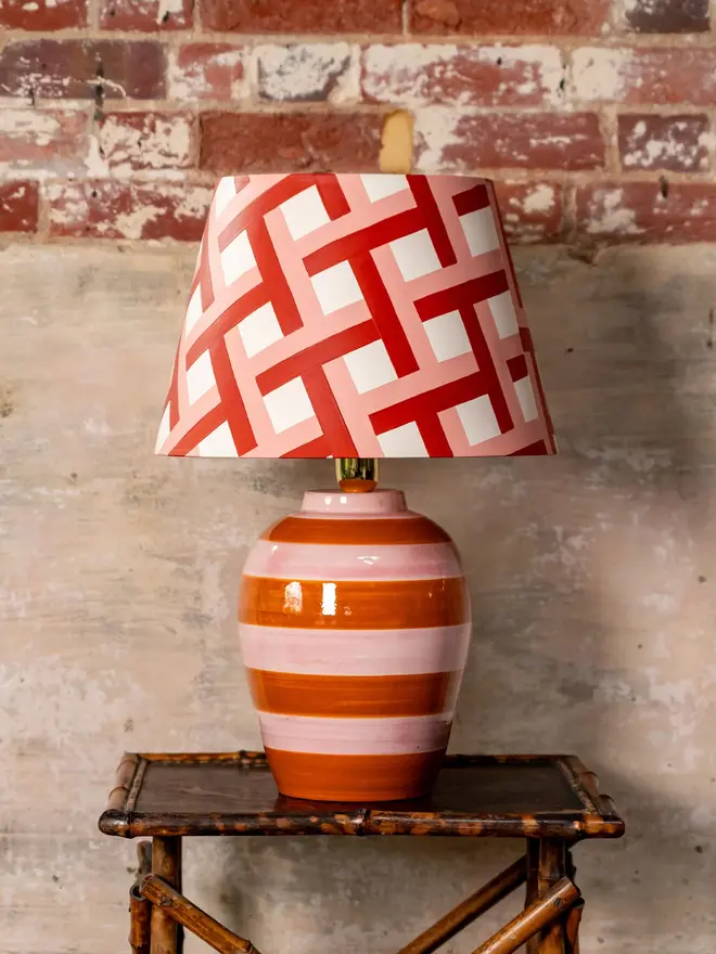  Pink & Orange Stripe Lamp