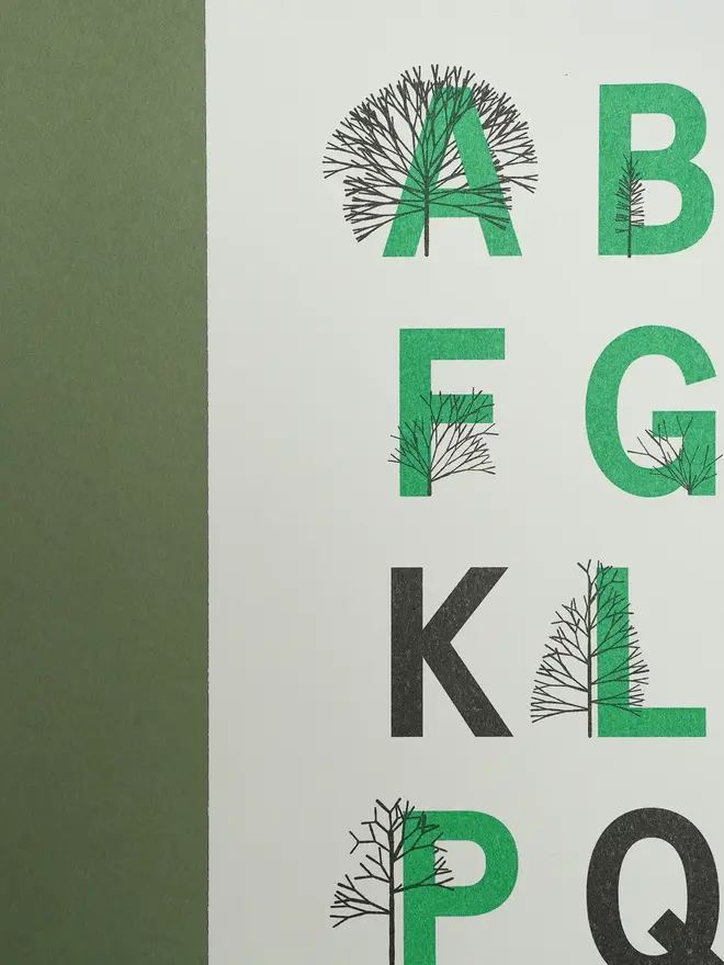 A-Z Of Trees A3 Limited Edition Risograph Print
