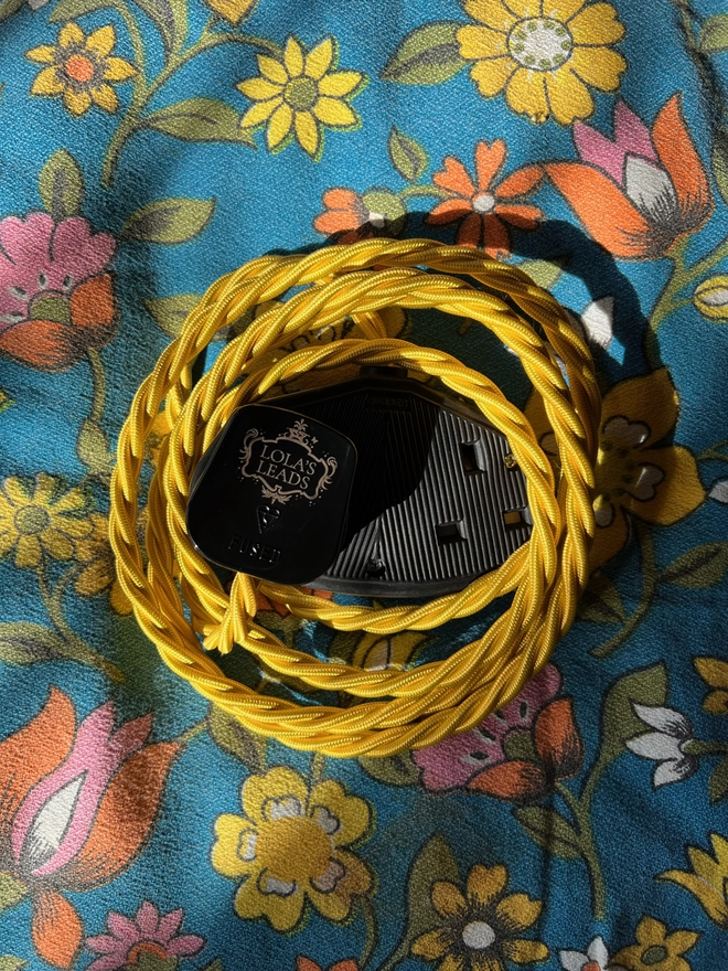 Lola's Lead Buttercup Yellow Fabric Covered Extension Cable