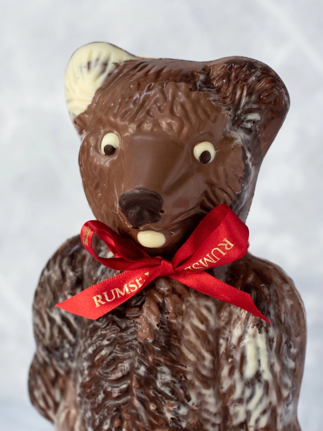 Rumsey Christmas Edward Bear Chocolate red ribbon bow