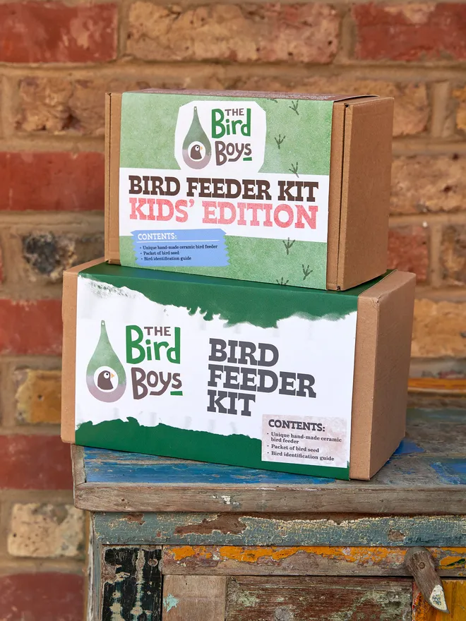 The Bird Boys kit selection - pictured is the kids edition and the bird feeder kit