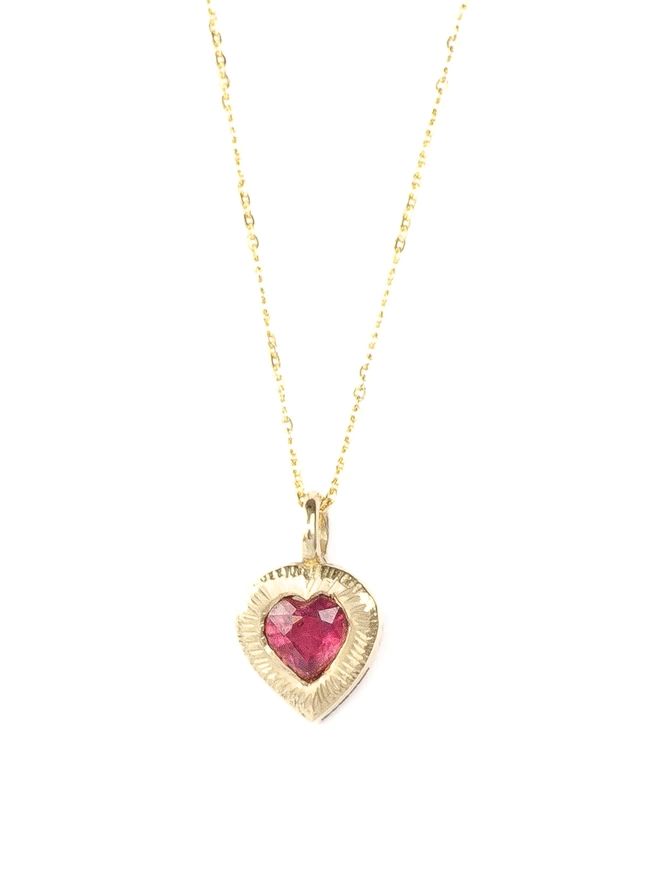 Heart Ruby Love Necklace In 9ct Gold 
