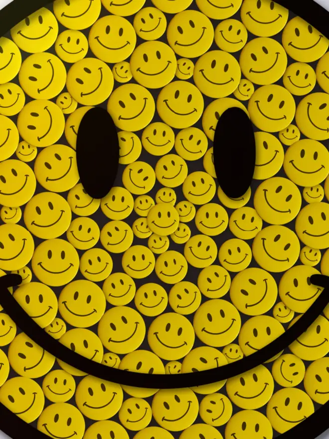 smiley face badge artwork