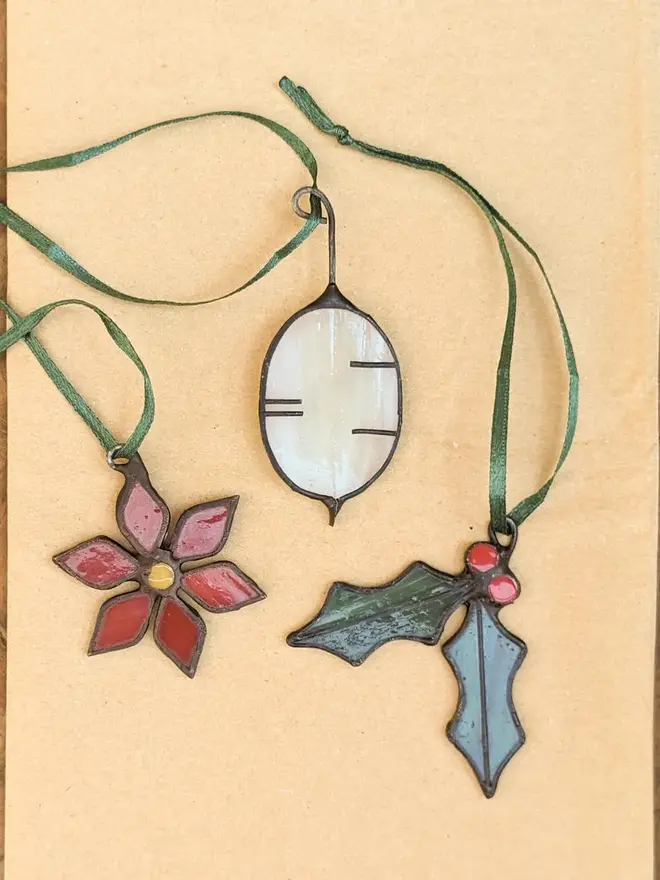 Stained Glass Christmas Tree Decorations (Set Of 3)