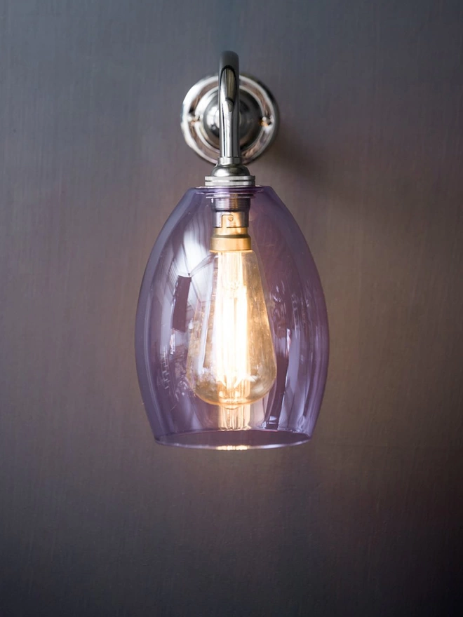 Small Lilac Glass Bertie Wall Light 