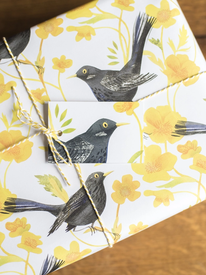 Blackbirds & Buttercups Wrapping Paper